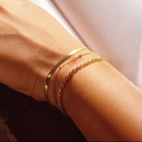 Kit 3 Pulseiras SEMI JOIA Banhada Ouro 18k Cordão Baiano Fio Liso Metalizada Conjunto Pulseira Feminina de Bolinha
