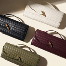 Bolsa Feminina Mão Transversal Ombro Trançada Couro PU Vegan, Clutch Noite Balada Casamento Alça Ajustável