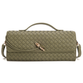 Bolsa Feminina Mão Transversal Ombro Trançada Couro PU Vegan, Clutch Noite Balada Casamento Alça Ajustável
