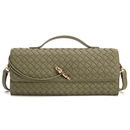 Bolsa Feminina Mão Transversal Ombro Trançada Couro PU Vegan, Clutch Noite Balada Casamento Alça Ajustável