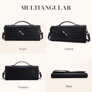 Bolsa Feminina Mão Transversal Ombro Trançada Couro PU Vegan, Clutch Noite Balada Casamento Alça Ajustável