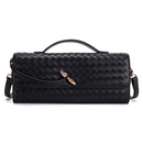 Bolsa Feminina Mão Transversal Ombro Trançada Couro PU Vegan, Clutch Noite Balada Casamento Alça Ajustável