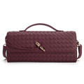 Bolsa Feminina Mão Transversal Ombro Trançada Couro PU Vegan, Clutch Noite Balada Casamento Alça Ajustável
