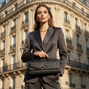 Bolsa Feminina Mão Transversal Ombro Trançada Couro PU Vegan, Clutch Noite Balada Casamento Alça Ajustável